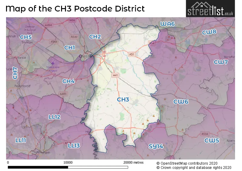 Map of the CH3 and surrounding districts