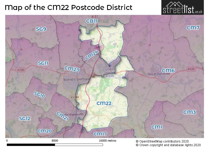 Map of the CM22 and surrounding districts