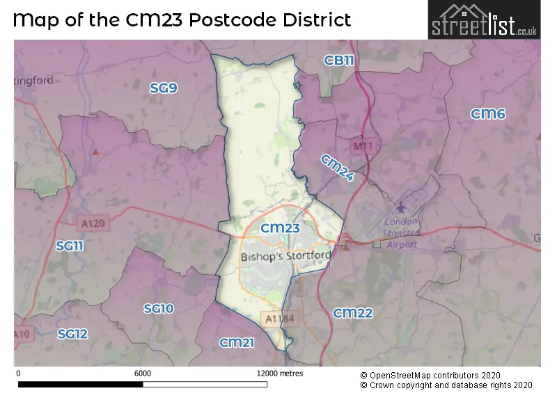 Map of the CM23 and surrounding districts