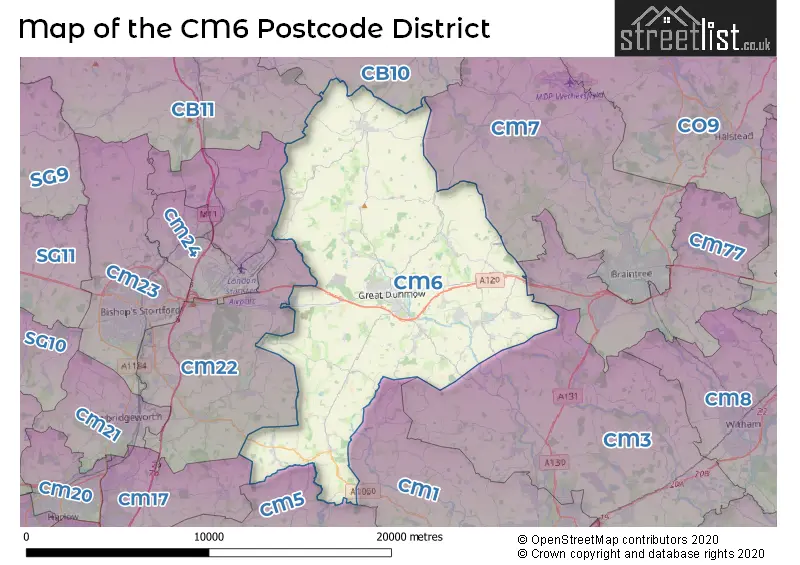 Map of the CM6 and surrounding districts