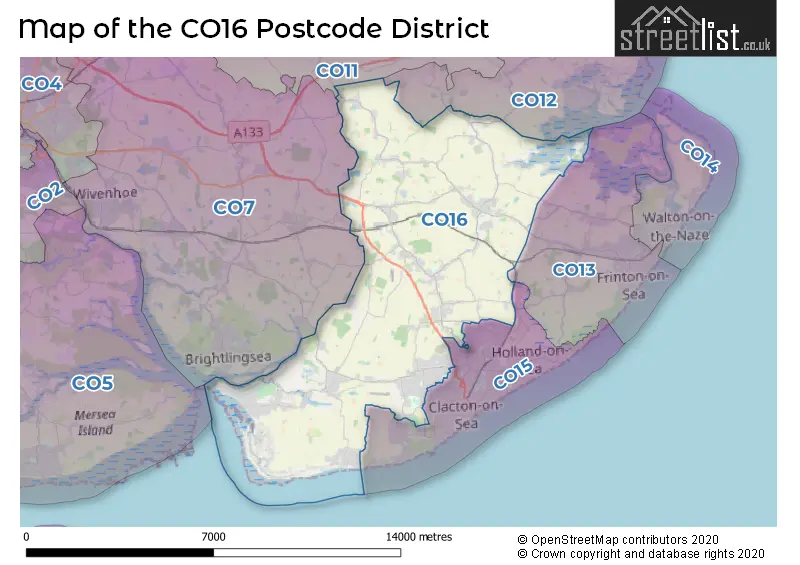 Map of the CO16 and surrounding districts