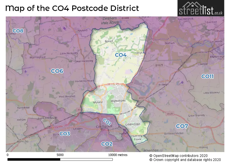 Map of the CO4 and surrounding districts