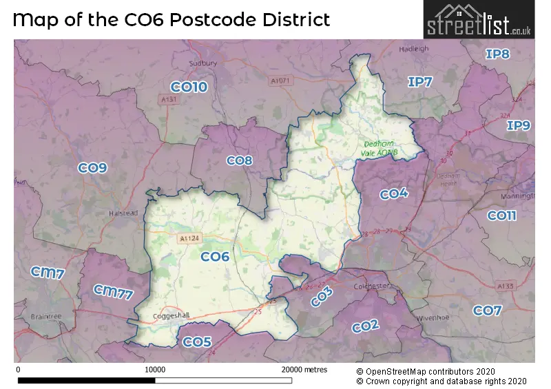 Map of the CO6 and surrounding districts