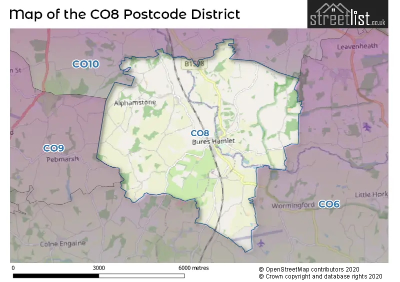 Map of the CO8 and surrounding districts