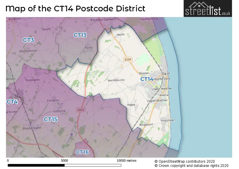 Map of the CT14 and surrounding districts
