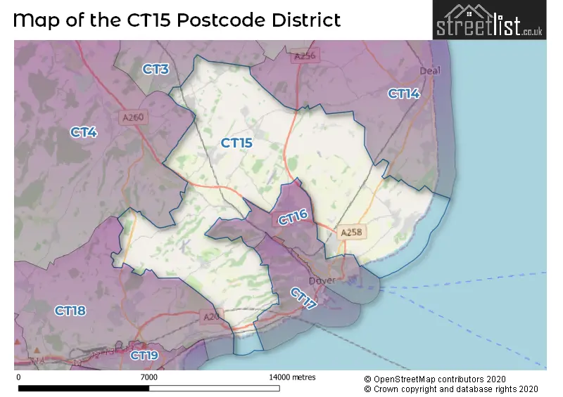Map of the CT15 and surrounding districts