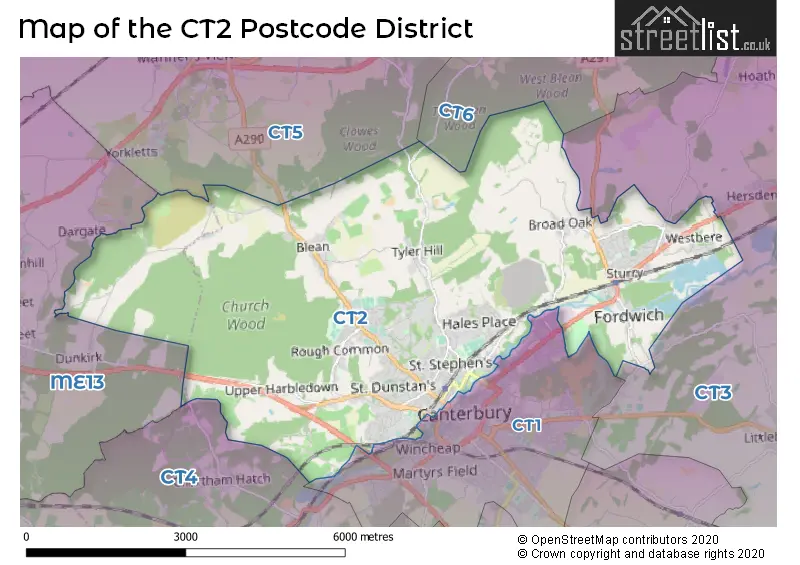 Map of the CT2 and surrounding districts