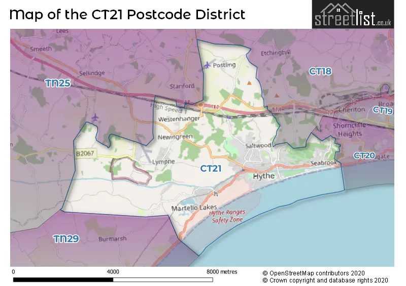 Map of the CT21 and surrounding districts