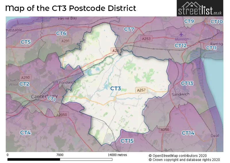 Map of the CT3 and surrounding districts