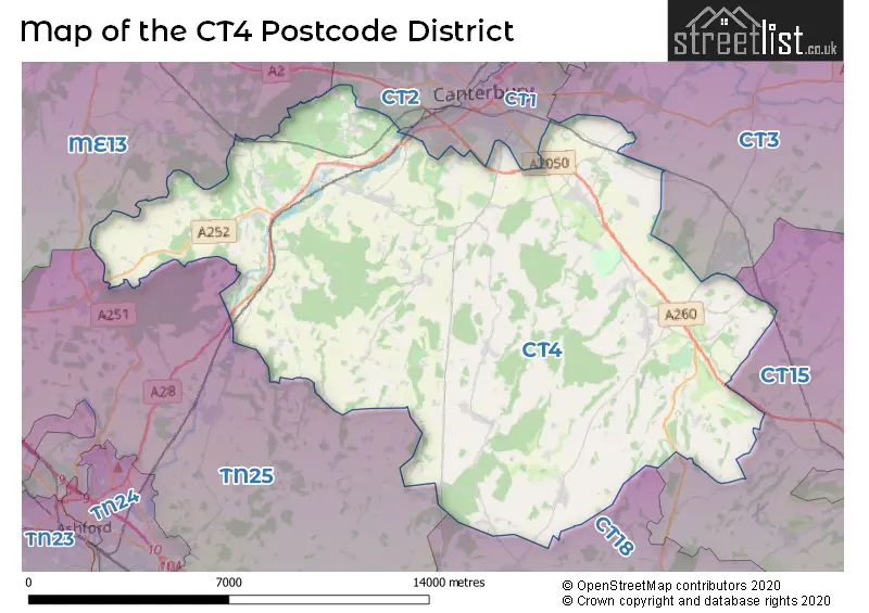 Map of the CT4 and surrounding districts