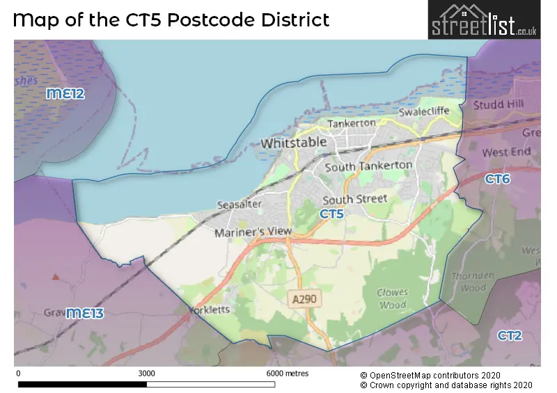 Map of the CT5 and surrounding districts