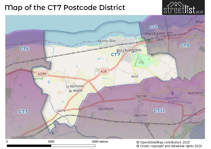 Map of the CT7 and surrounding districts