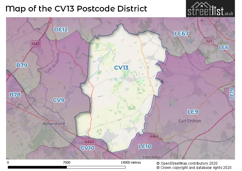 Map of the CV13 and surrounding districts