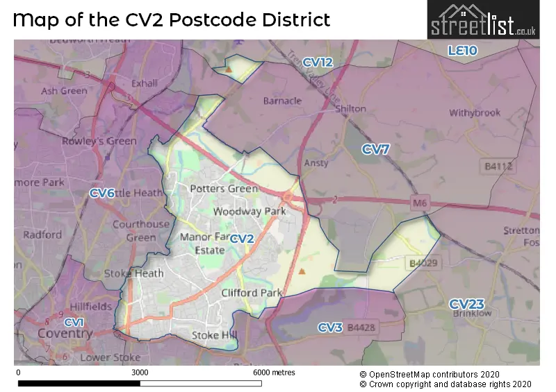 Map of the CV2 and surrounding districts