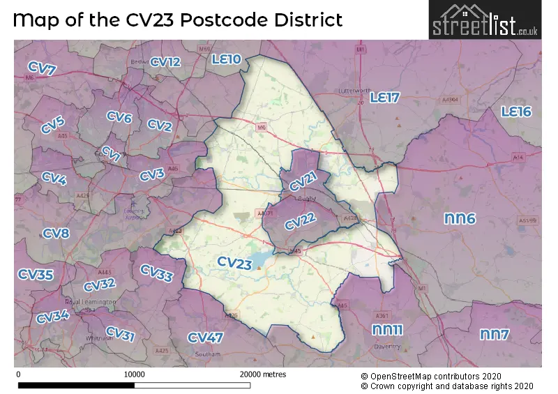 Map of the CV23 and surrounding districts