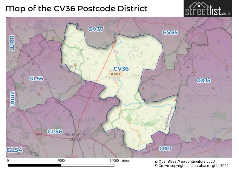 Map of the CV36 and surrounding districts