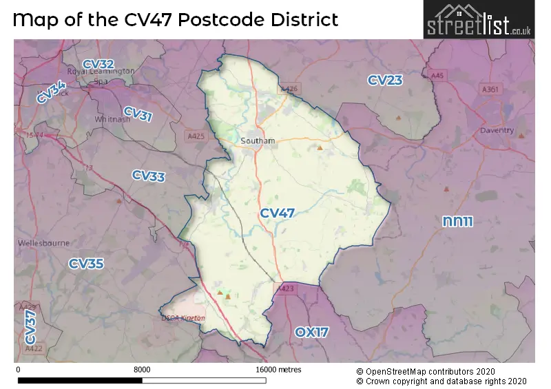 Map of the CV47 and surrounding districts