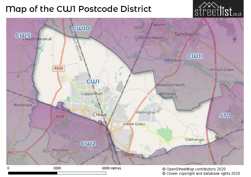 Map of the CW1 and surrounding districts