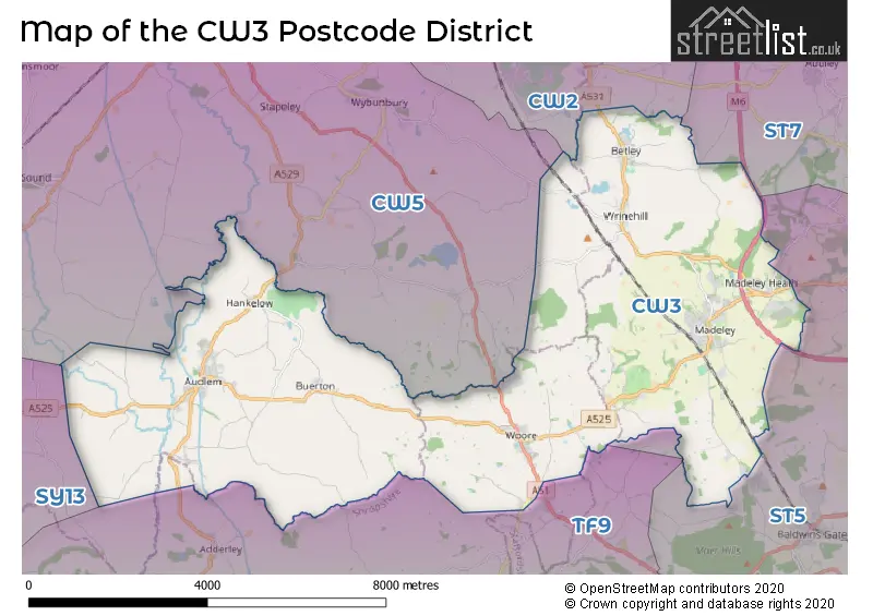 Map of the CW3 and surrounding districts
