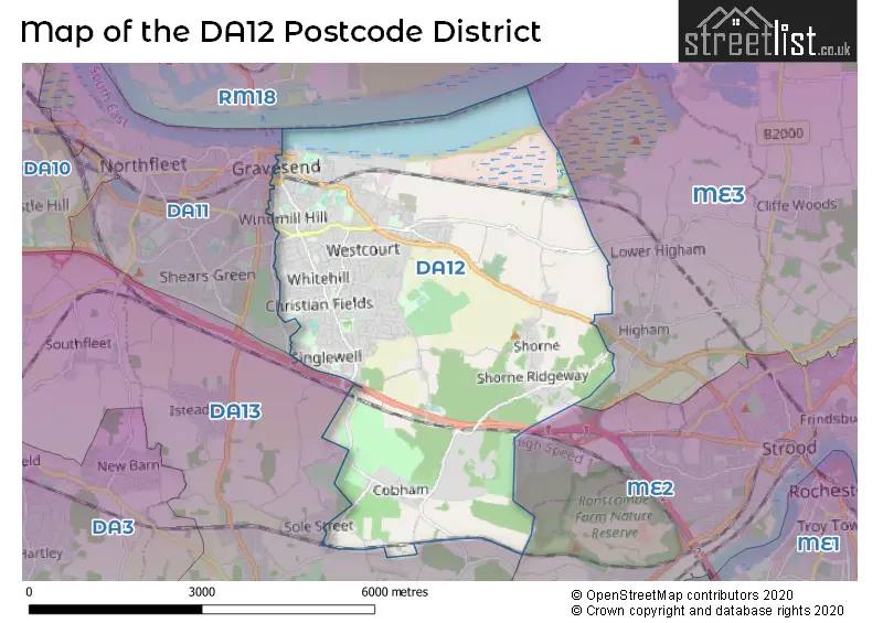 Map of the DA12 and surrounding districts