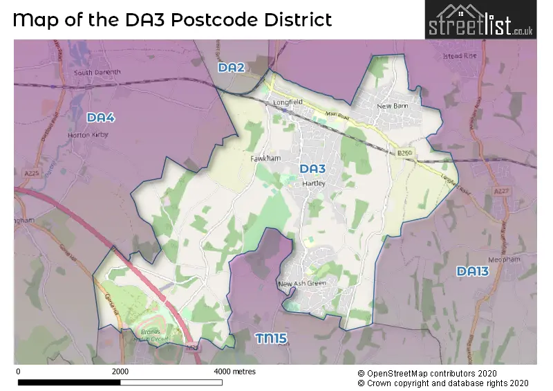 Map of the DA3 and surrounding districts