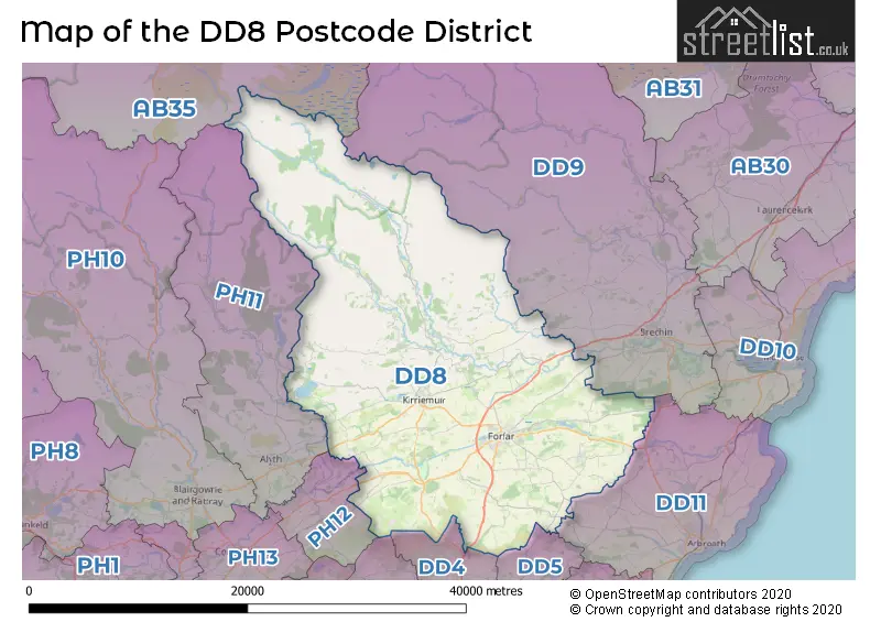 Map of the DD8 and surrounding districts