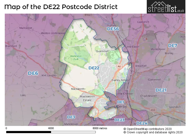 Map of the DE22 and surrounding districts
