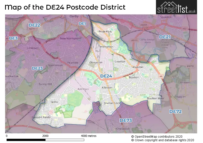 Map of the DE24 and surrounding districts