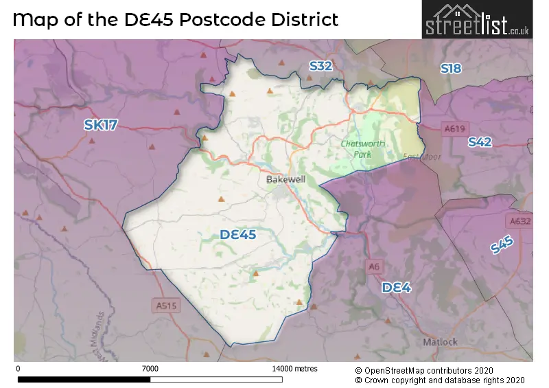 Map of the DE45 and surrounding districts