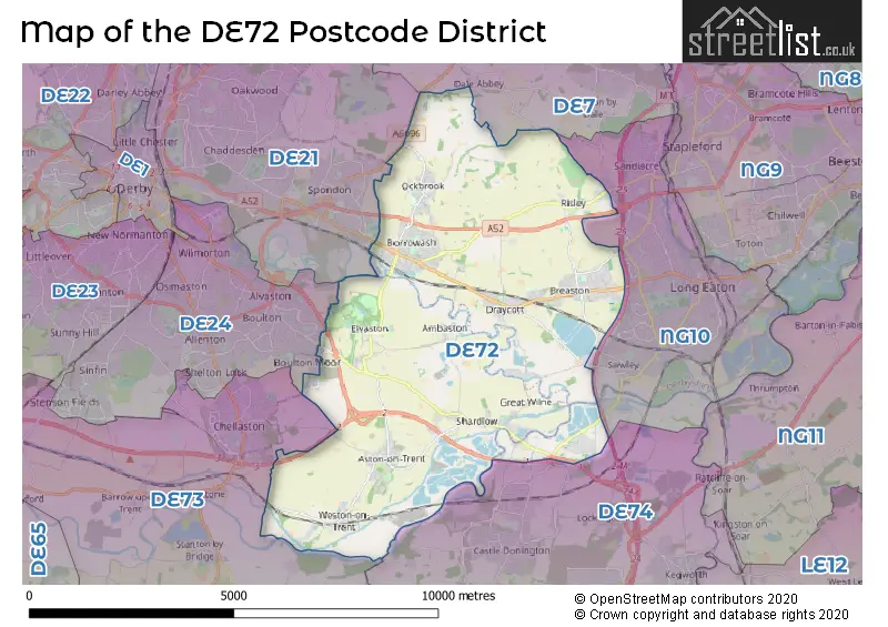 Map of the DE72 and surrounding districts