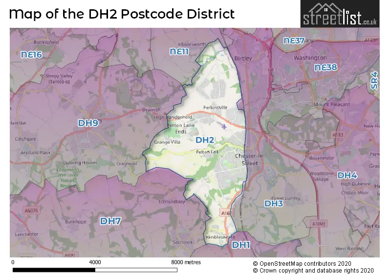 Map of the DH2 and surrounding districts