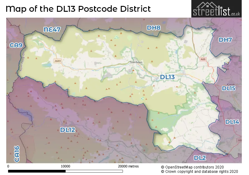 Map of the DL13 and surrounding districts