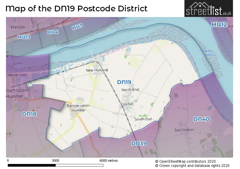 Map of the DN19 and surrounding districts