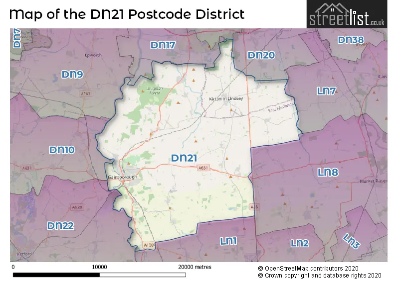 Map of the DN21 and surrounding districts