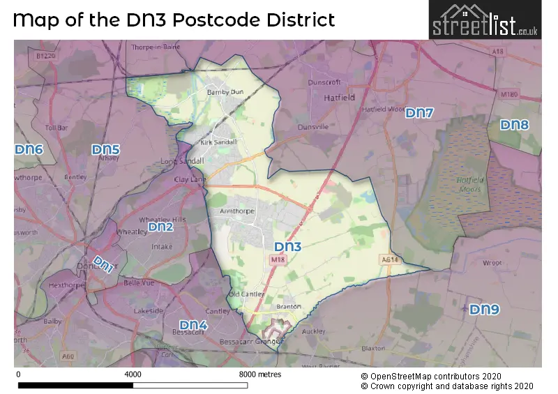 Map of the DN3 and surrounding districts