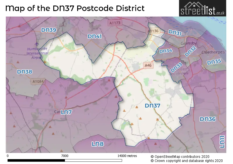 Map of the DN37 and surrounding districts