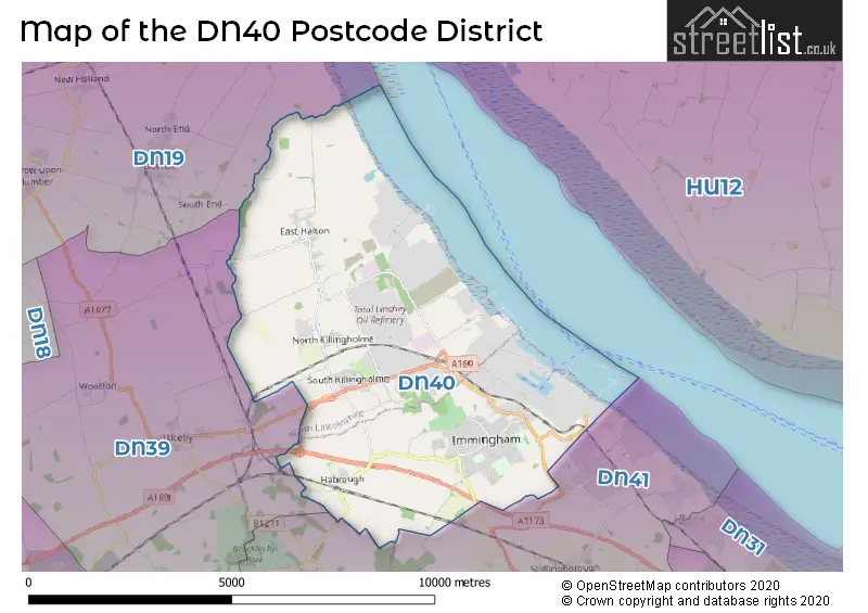 Map of the DN40 and surrounding districts