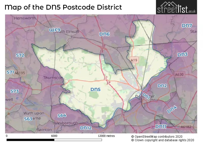 Map of the DN5 and surrounding districts