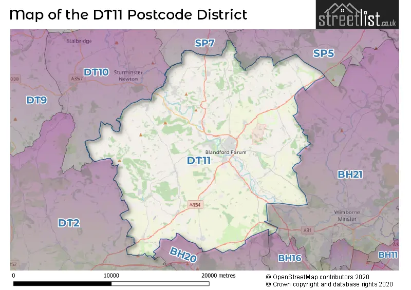 Map of the DT11 and surrounding districts