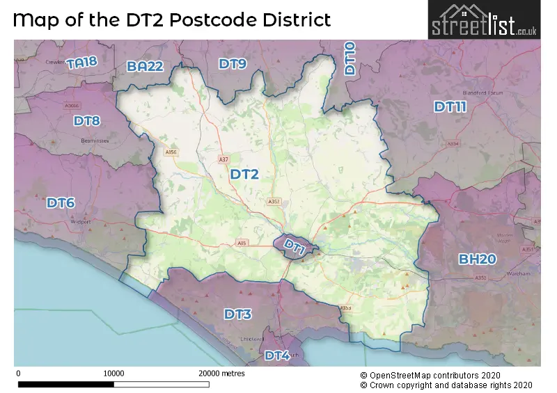 Map of the DT2 and surrounding districts