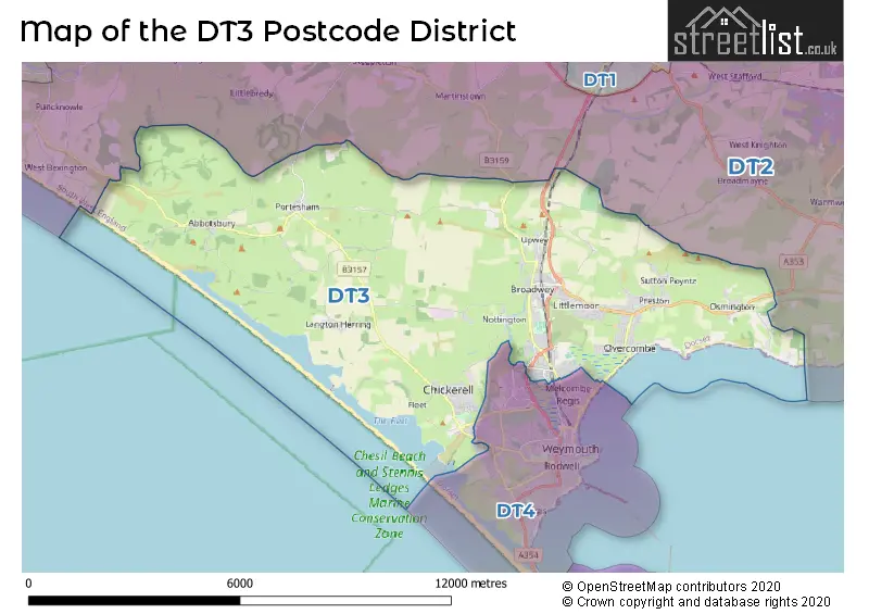 Map of the DT3 and surrounding districts