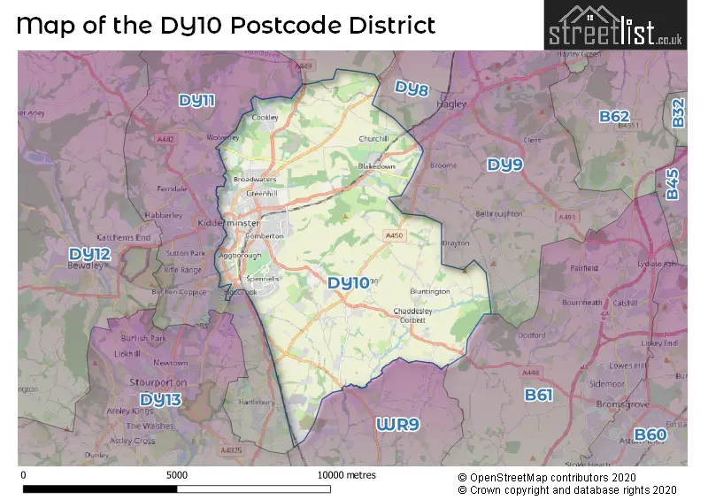 Map of the DY10 and surrounding districts