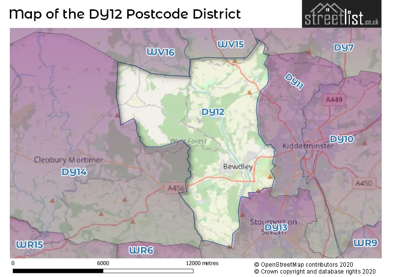 Map of the DY12 and surrounding districts