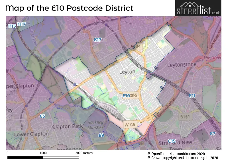 Map of the E10 and surrounding districts
