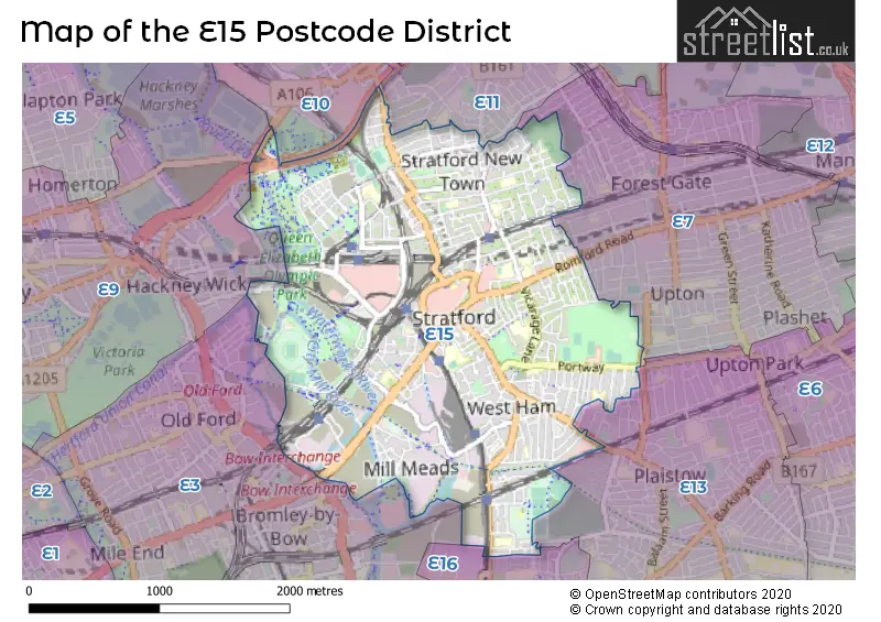 Map of the E15 and surrounding districts