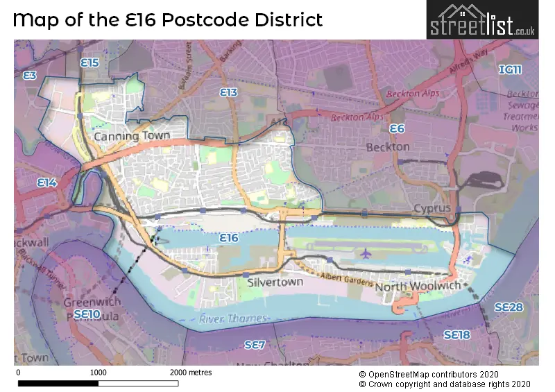 Map of the E16 and surrounding districts