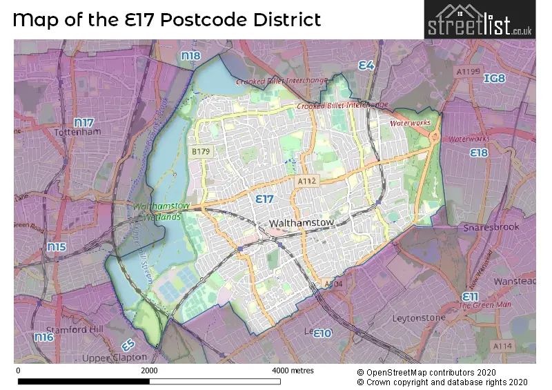 Map of the E17 and surrounding districts