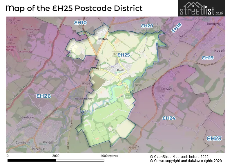 Map of the EH25 and surrounding districts