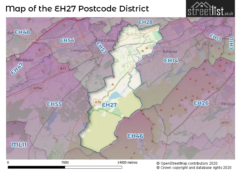 Map of the EH27 and surrounding districts