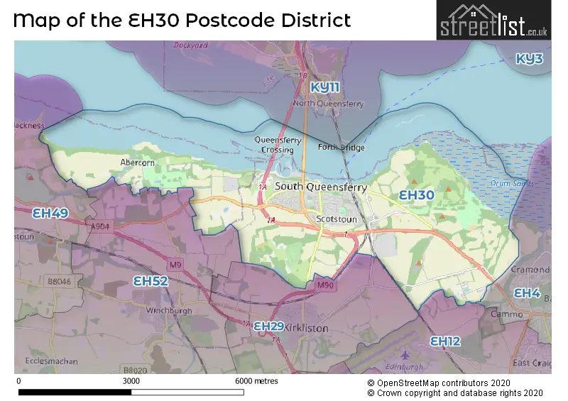 Map of the EH30 and surrounding districts